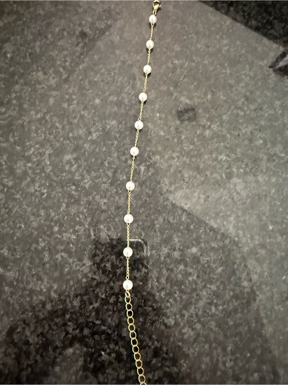 Delicate Gold Chain Bracelet or Anklet with White Bead Accents